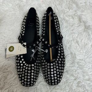 a new day Black and Silver Studded Flats